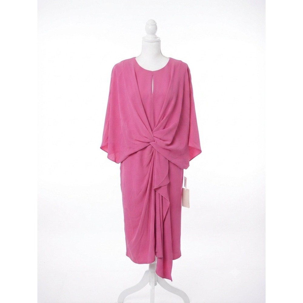London Times Womens Pink Twist Front Cape Sleeve Sheath Dress Size 6 New